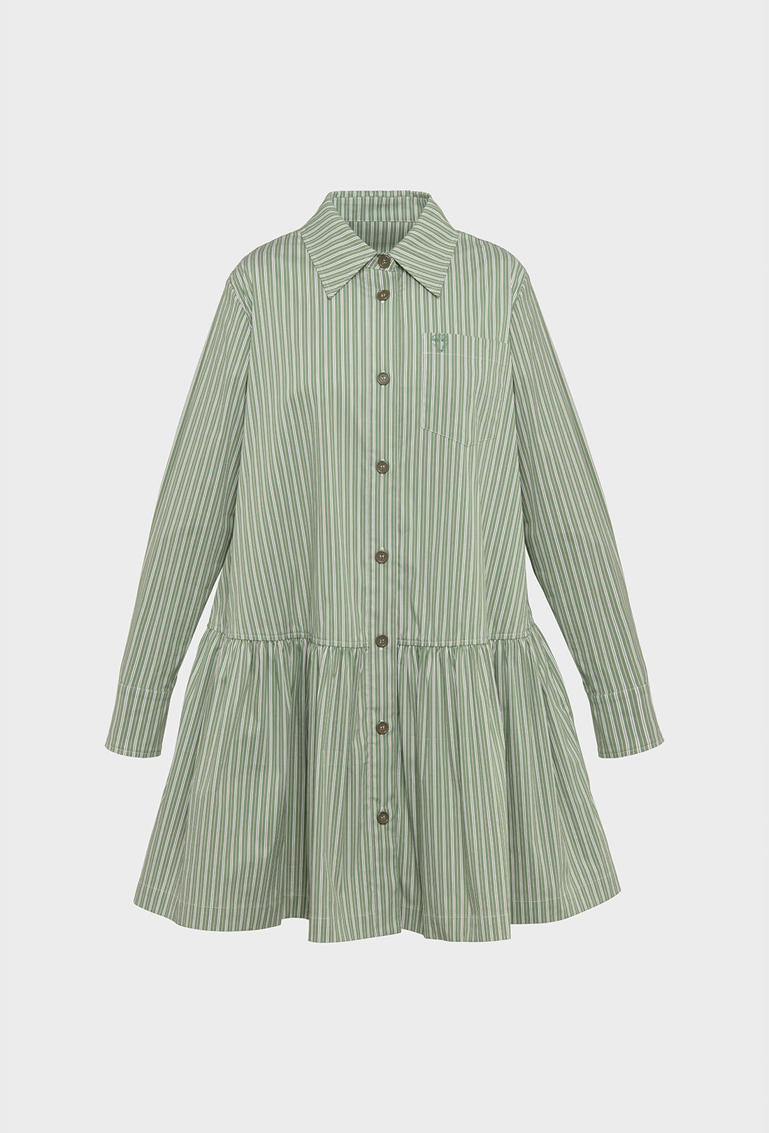 Hudson Shirt Dress - Green Stripe