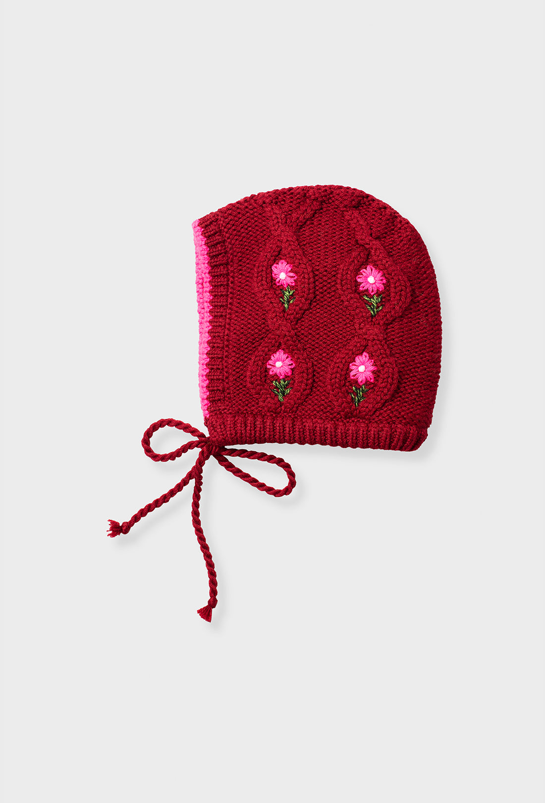 Jean Baby Bonnet - Maroon/Pink