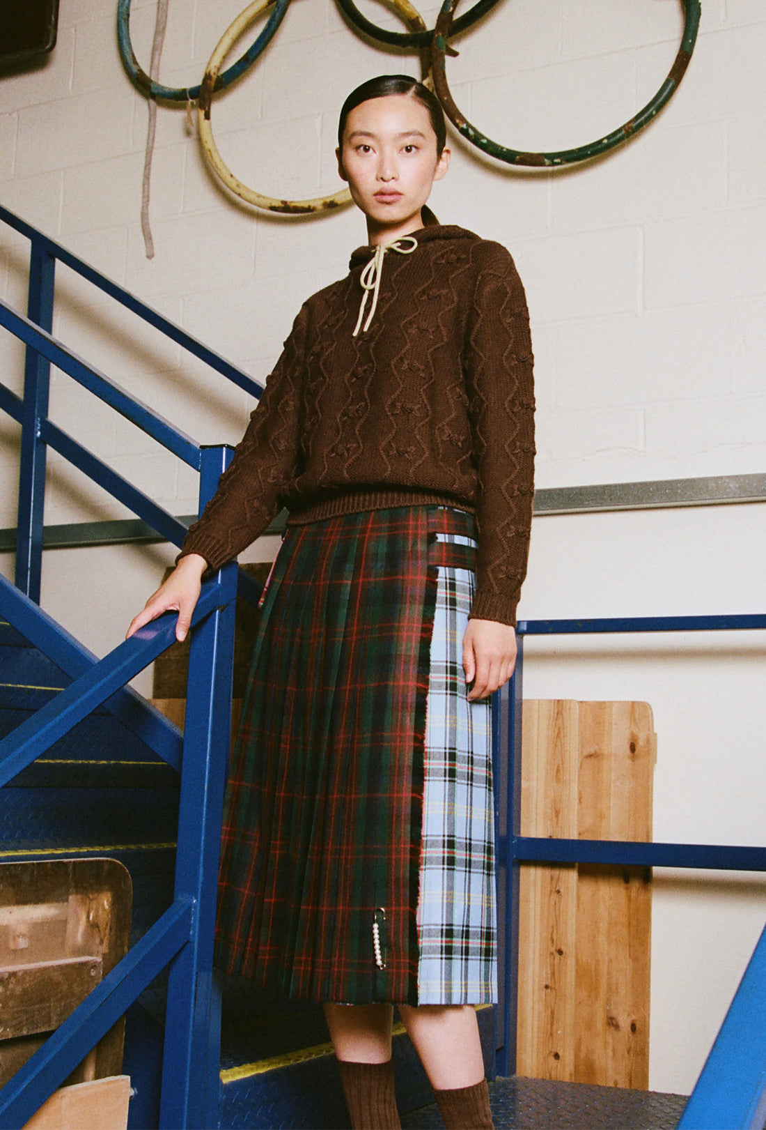 Anya Skirt Blue/Brown Tartan1