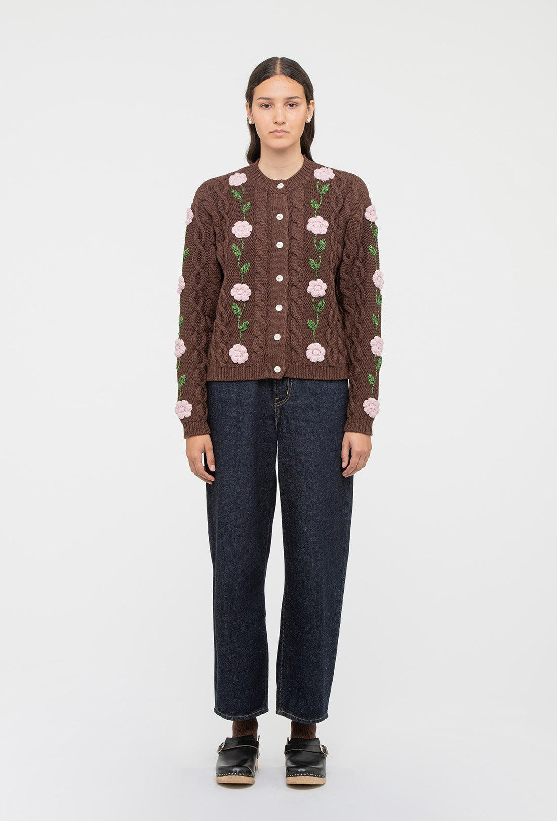 Minnie Cardigan - Chocolate Brown/Pale Pink