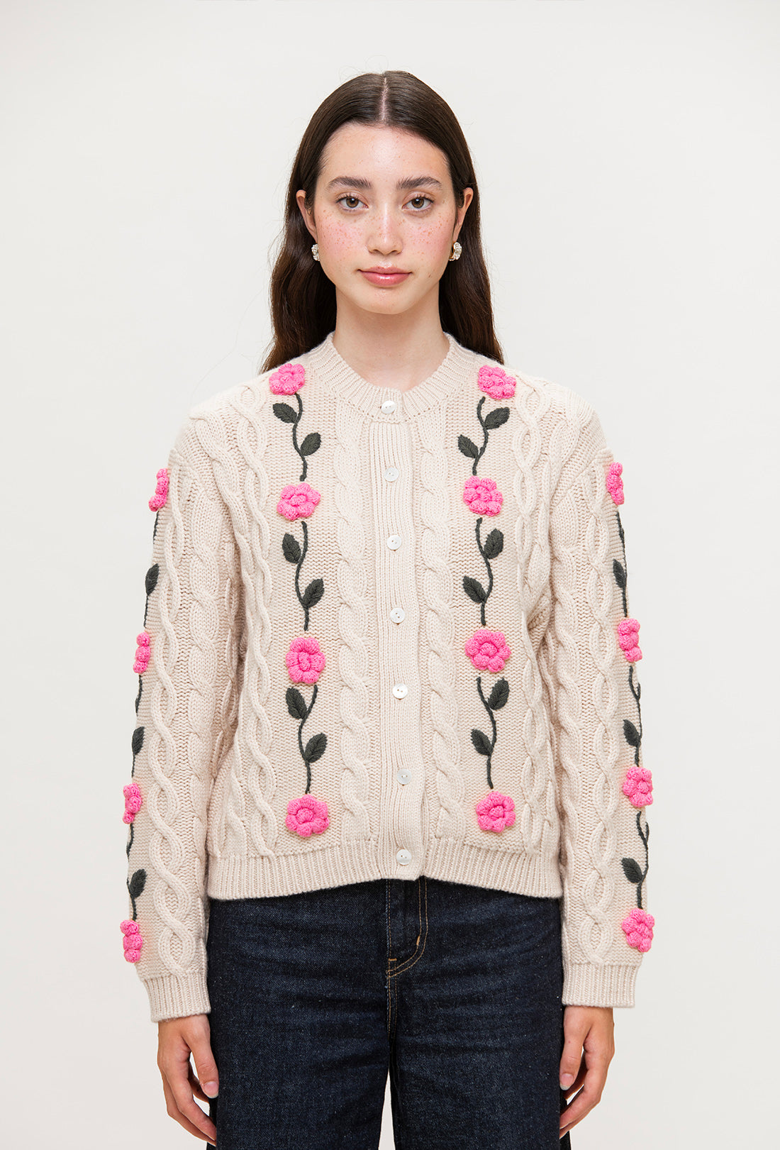 Minnie Cardigan - Peanut/Pink