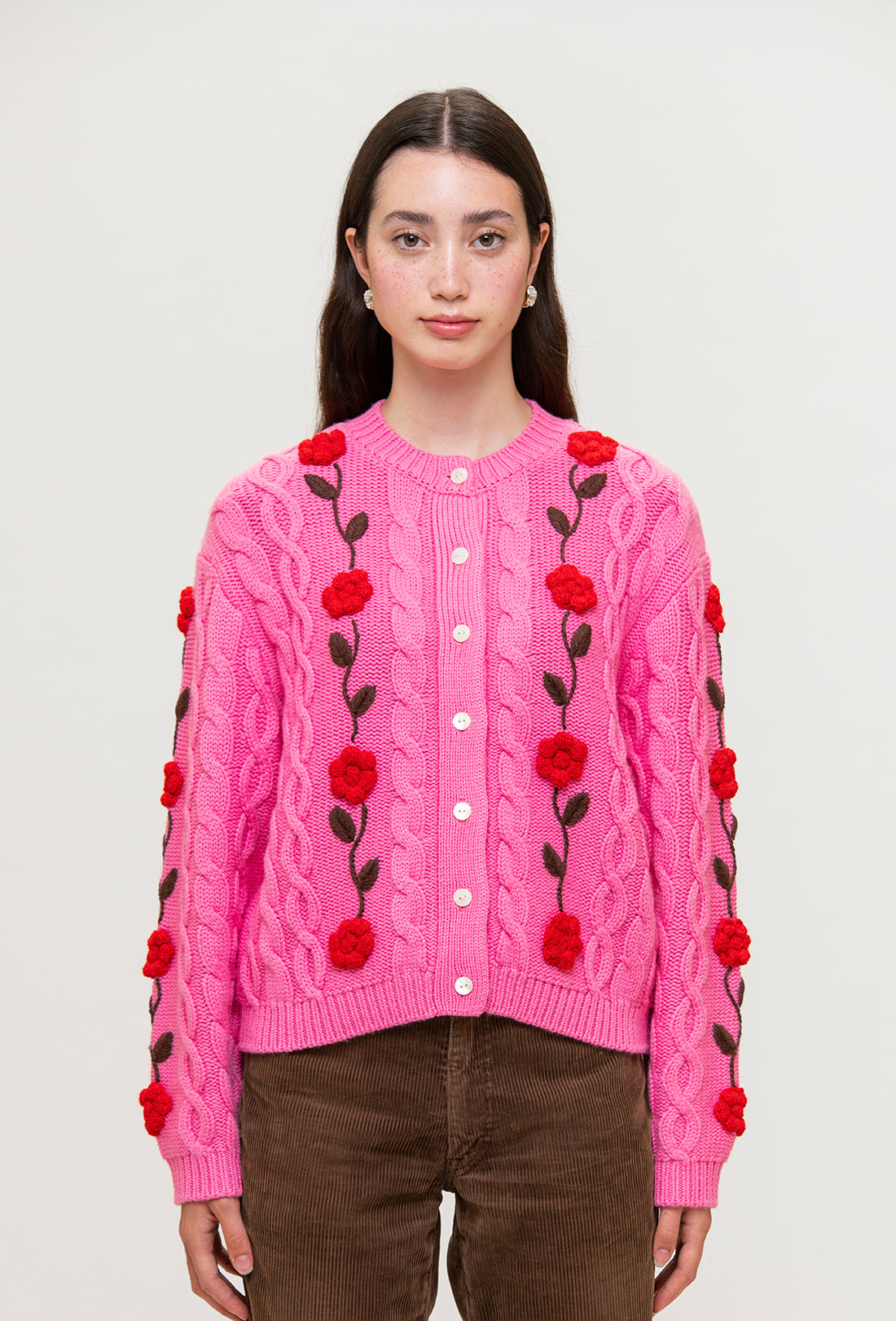 Minnie Cardigan - Bubblegum/Red