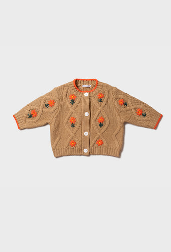 (Delivery Mid-December) Minnow Baby & Kids Cardigan - Camel/Orange