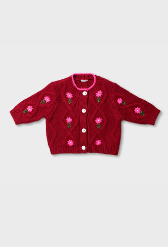 (Delivery Mid-December) Minnow Baby & Kids Cardigan - Maroon/Pink