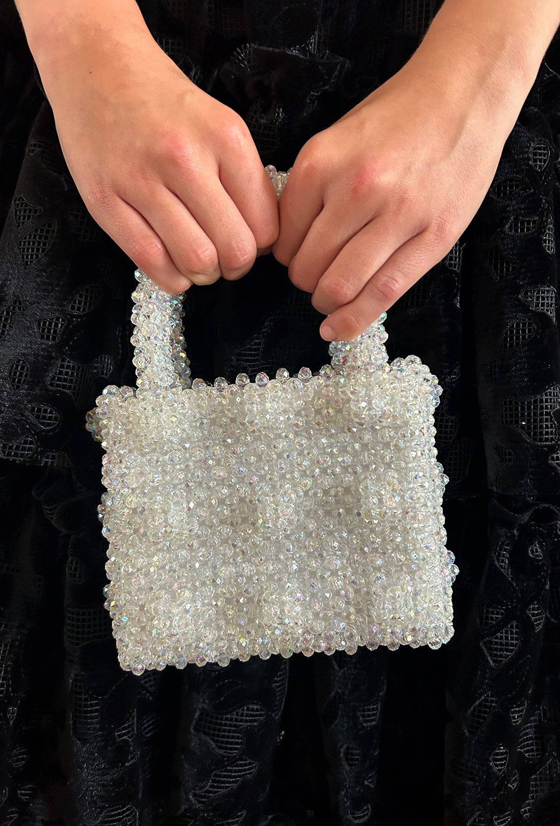 Shrimps Mini Antonia Beaded Bag Iridescent shrimps