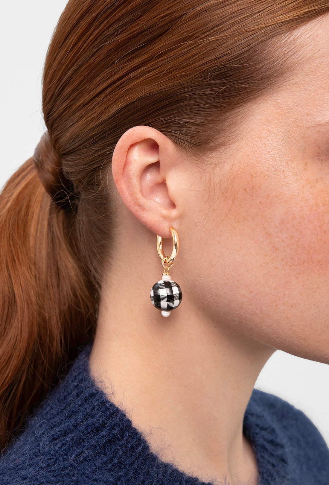 Philo Earrings - Black Gingham
