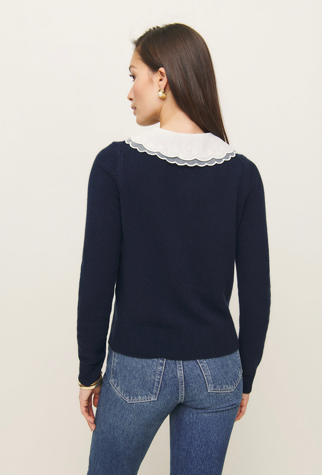 Shrimps x Reformation Queenie Cashmere Cardigan - Navy