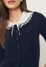 (Delivery w/c 2nd December) Shrimps x Reformation Queenie Cashmere Cardigan - Navy