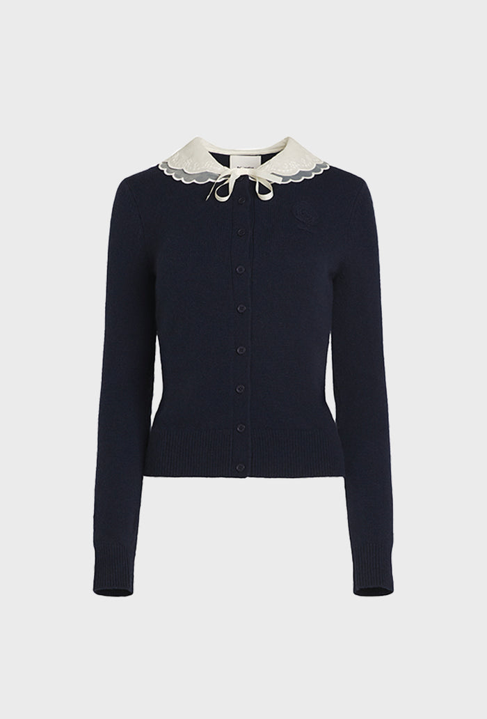 (Delivery w/c 2nd December) Shrimps x Reformation Queenie Cashmere Cardigan - Navy