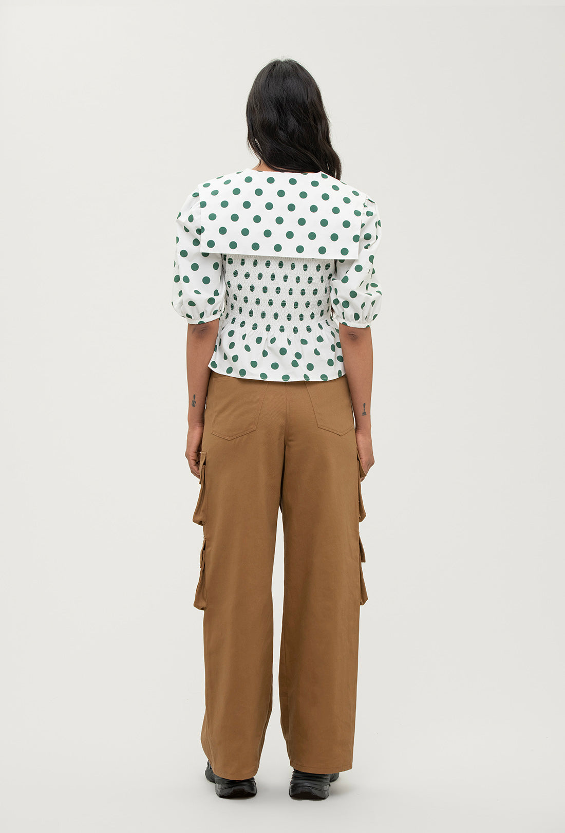 Rowan Blouse - Green Spot/Cream