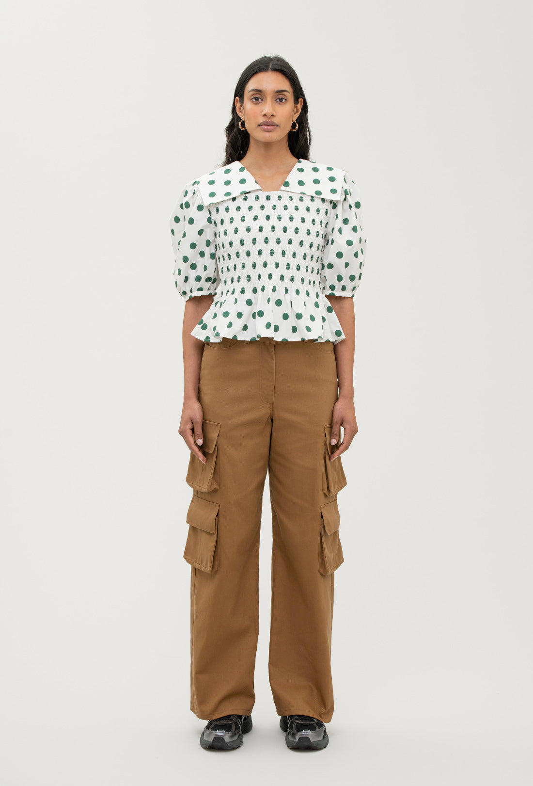 Rowan Blouse - Green Spot/Cream