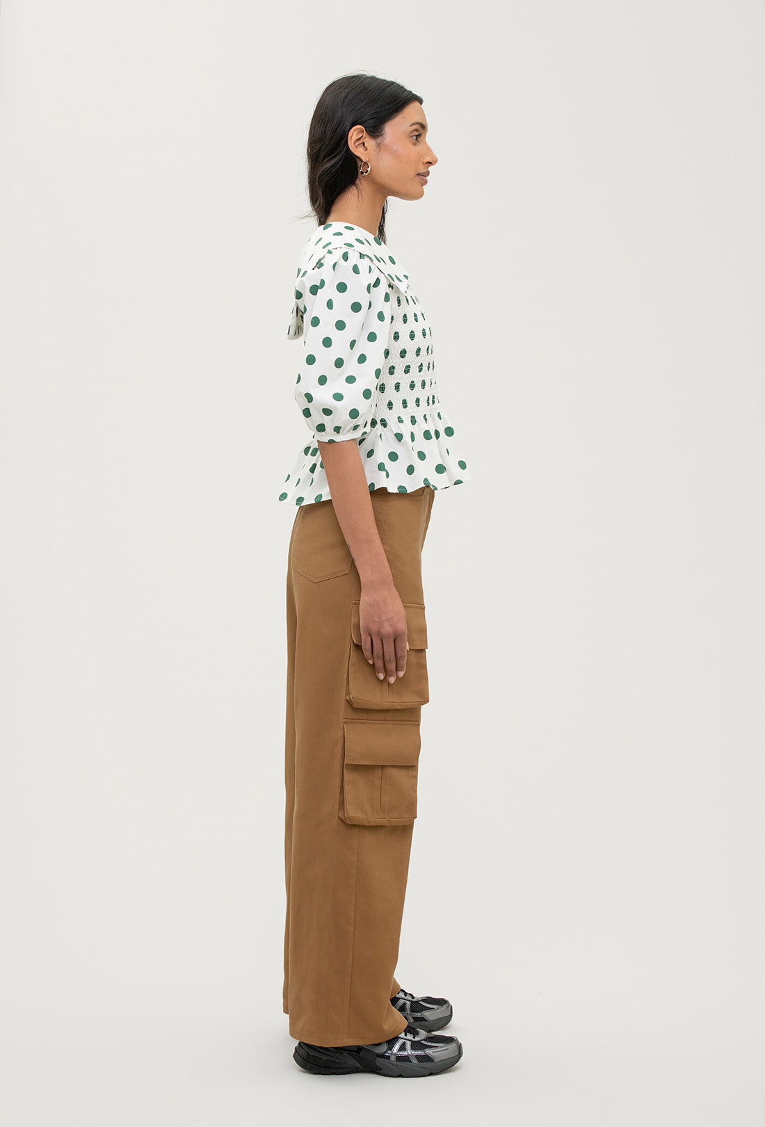 Rowan Blouse - Green Spot/Cream