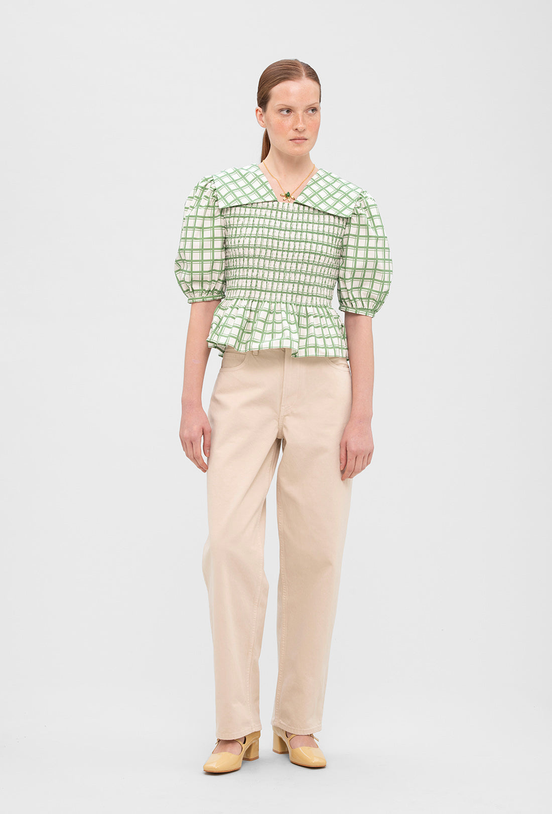 Rowan Blouse - Leaf Green Check