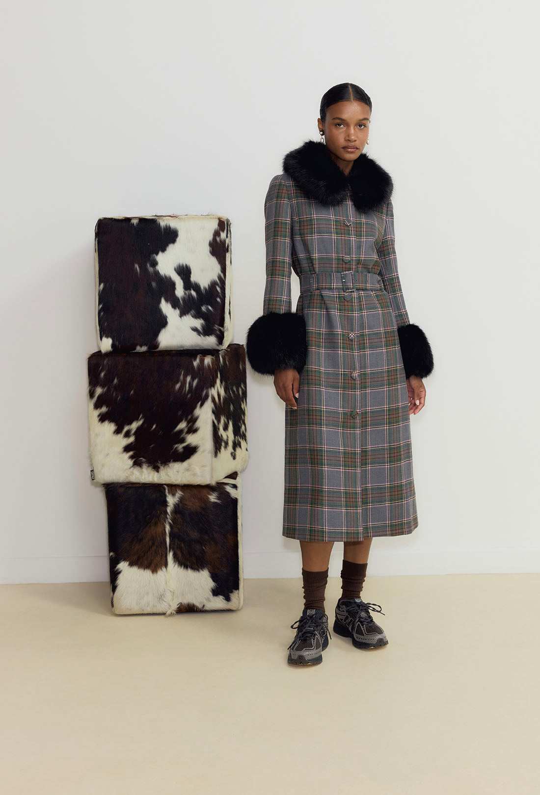 Scarlett Coat - Grey Tartan