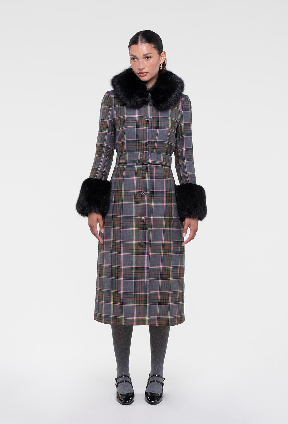 Scarlett Coat - Grey Tartan