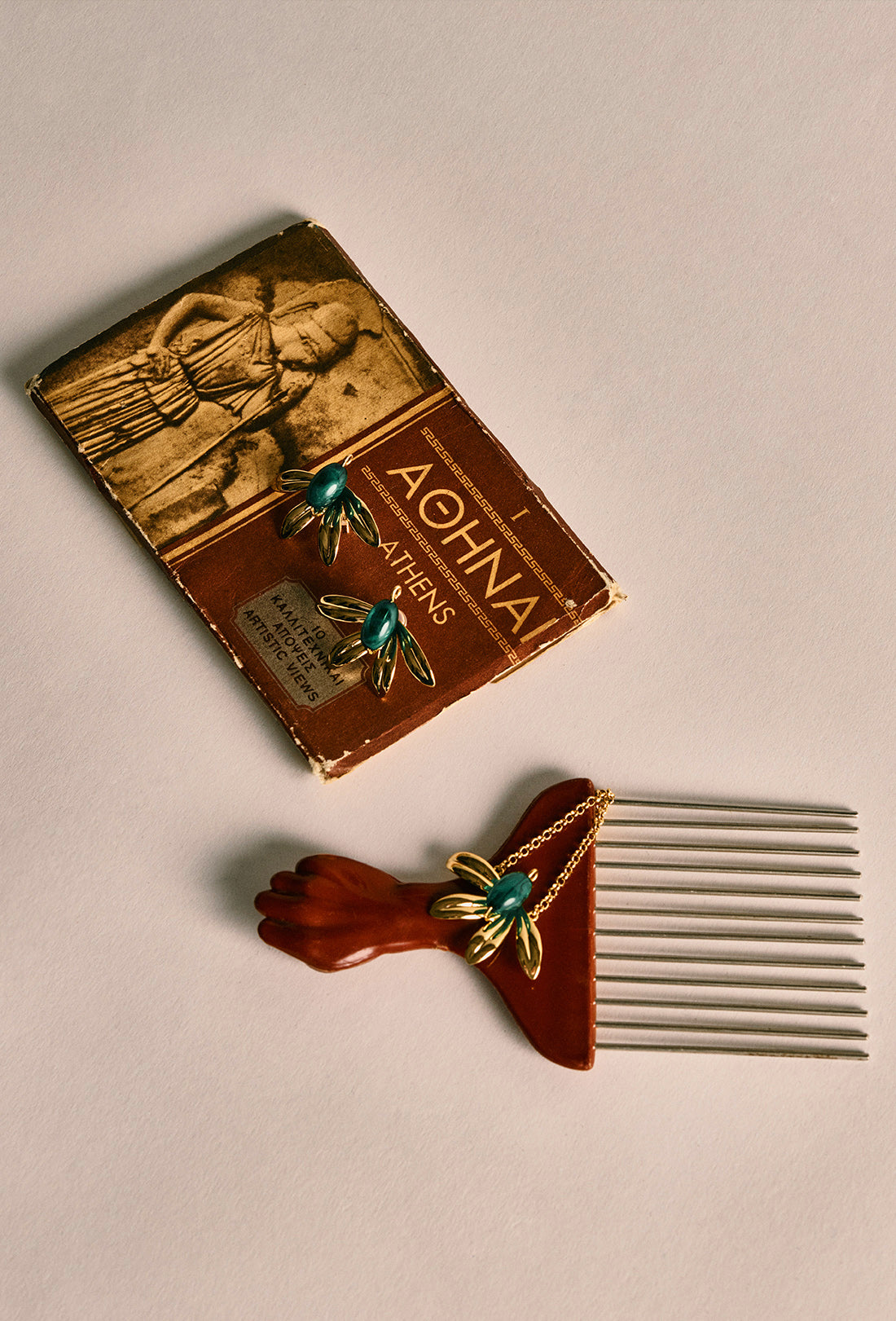 Syros Earrings - Gold/Green