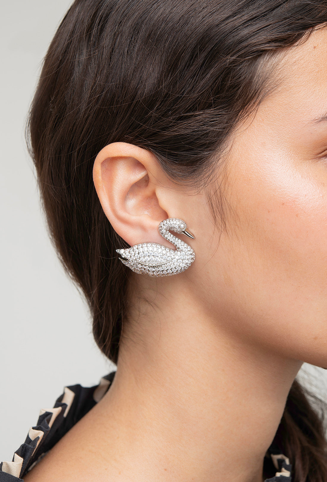 Swan Earrings - Silver