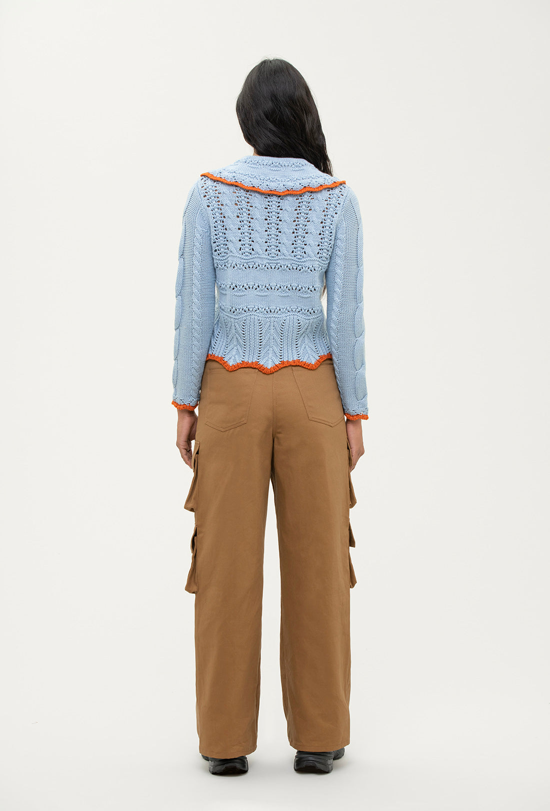 Trixie Cardigan - China Blue/Rust