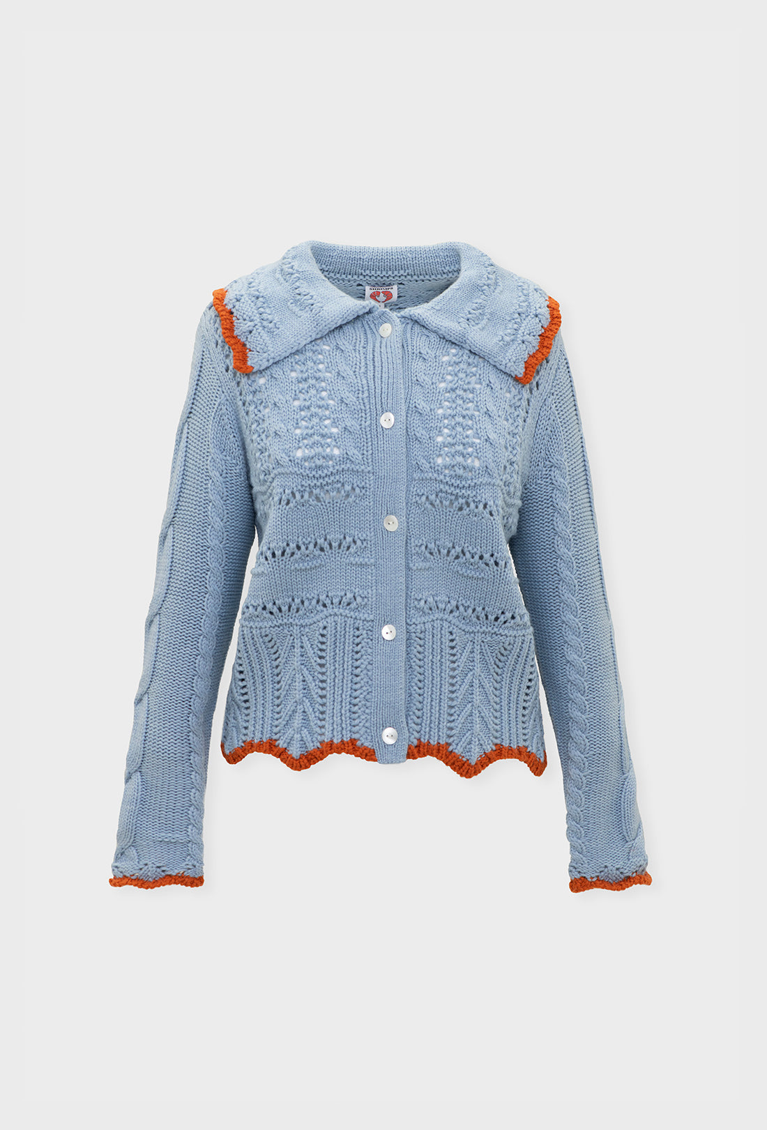 Trixie Cardigan - China Blue/Rust