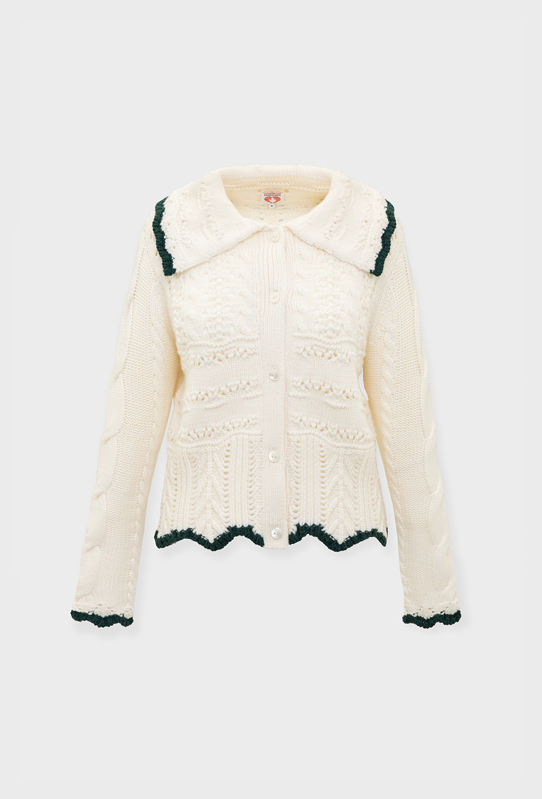 Trixie Cardigan - Cream/Green