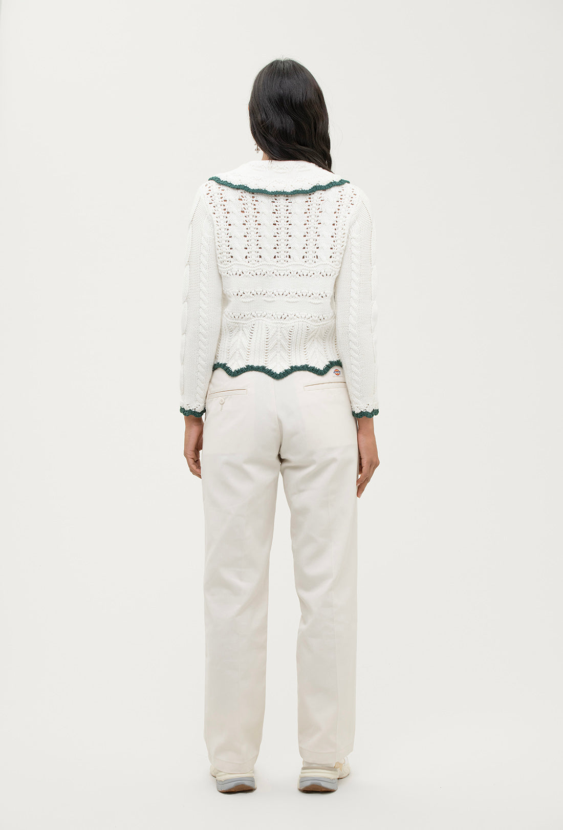 Trixie Cardigan - Cream/Green