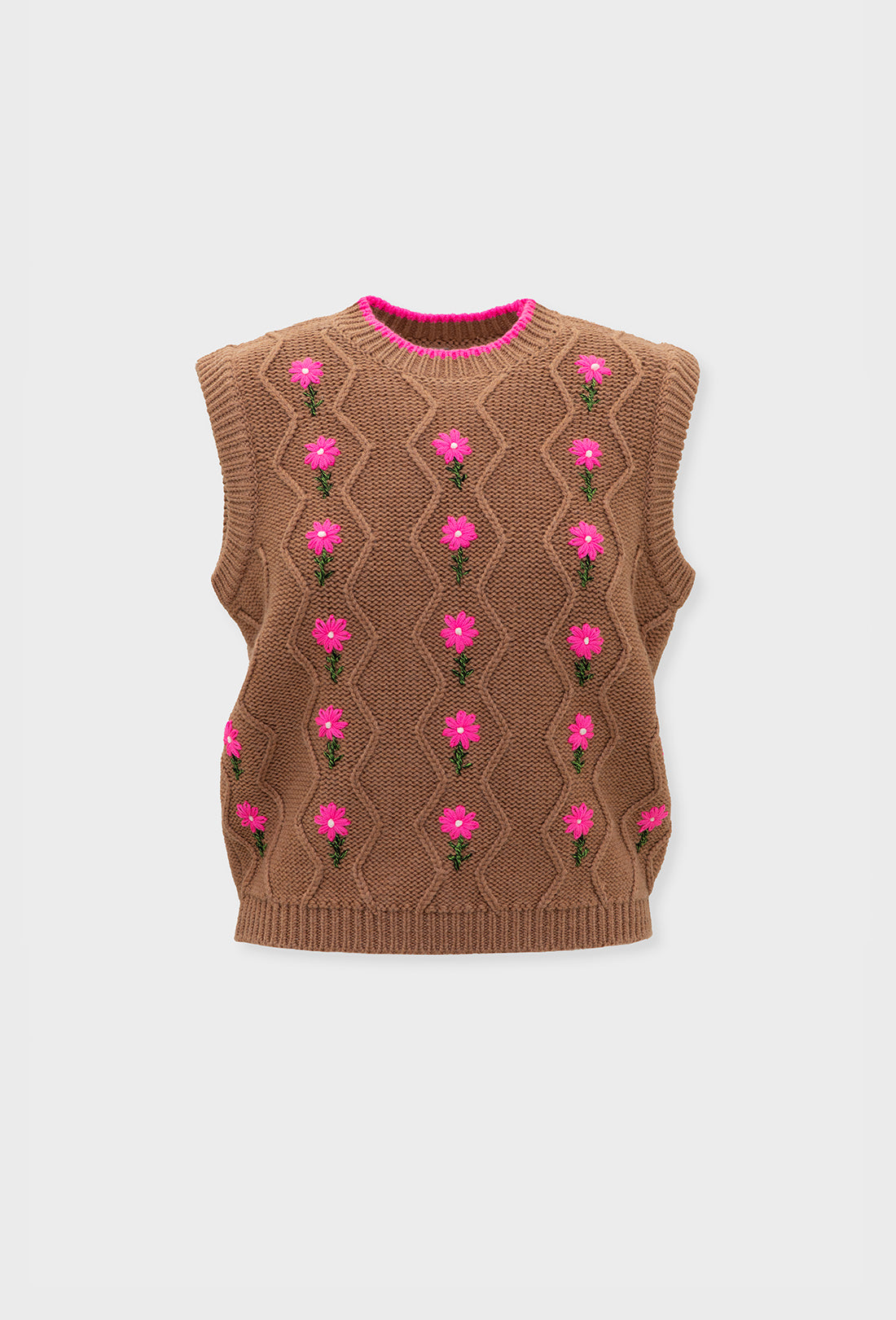 Trudy Vest - Tan/Hot Pink