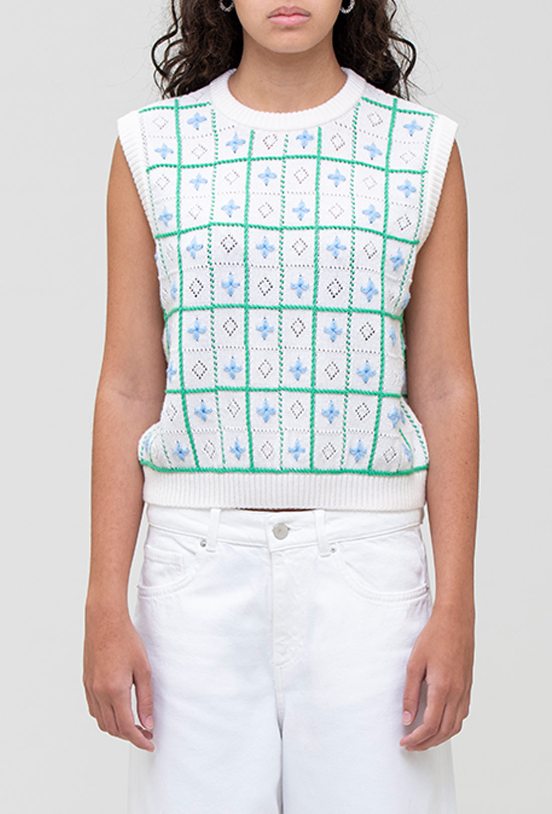 Amara Vest - Cream/Green/Blue