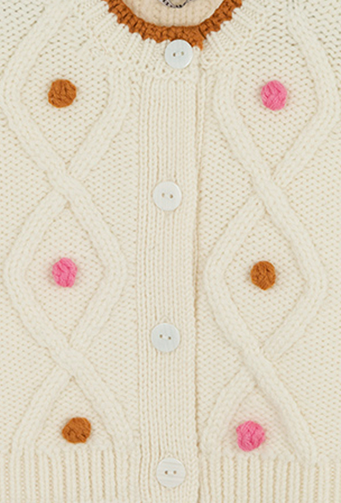 Faye Baby Cardigan - Cream/Cinnamon