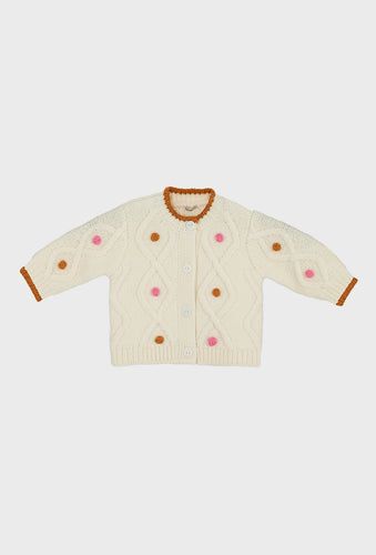 Faye Baby Cardigan - Cream/Cinnamon