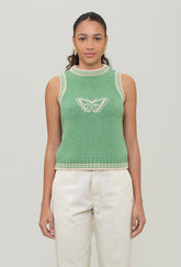 green knit butterfly vest