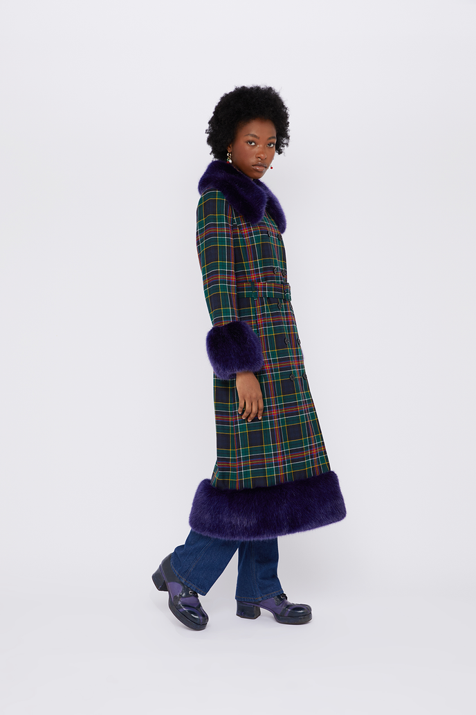 River Coat - Navy Tartan